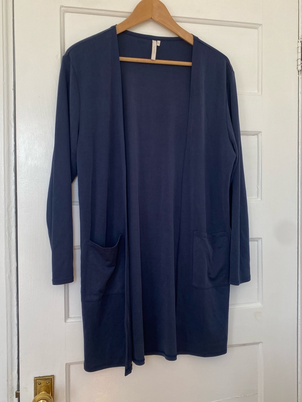 Aphru Norway minimalist open long navy cardigan